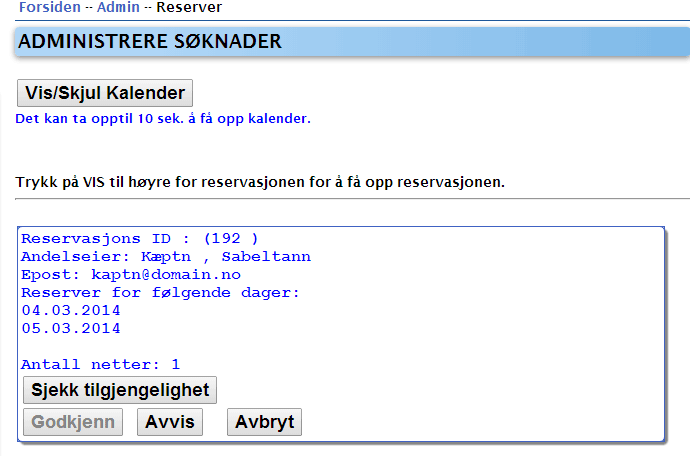 Viser søknaden