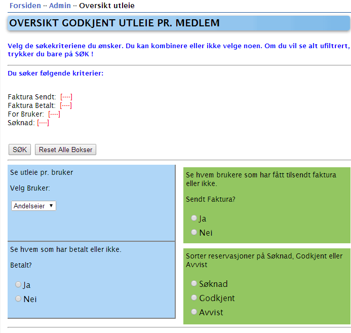 Søk i reservasjoner